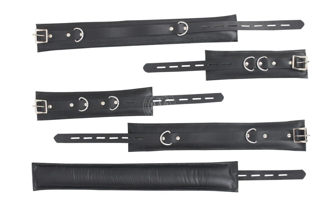 Premium Black Leather Bondage Handcuffs Set, view 11