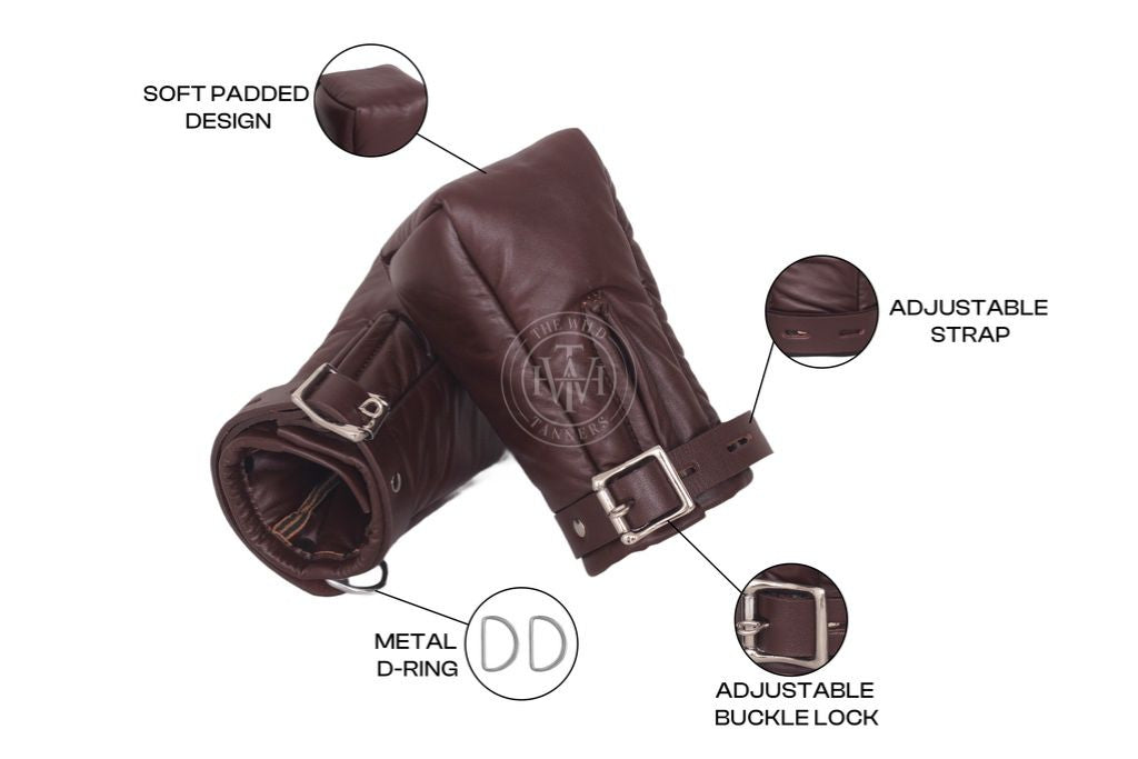 Brown Padded Bondage Mittens, view 7