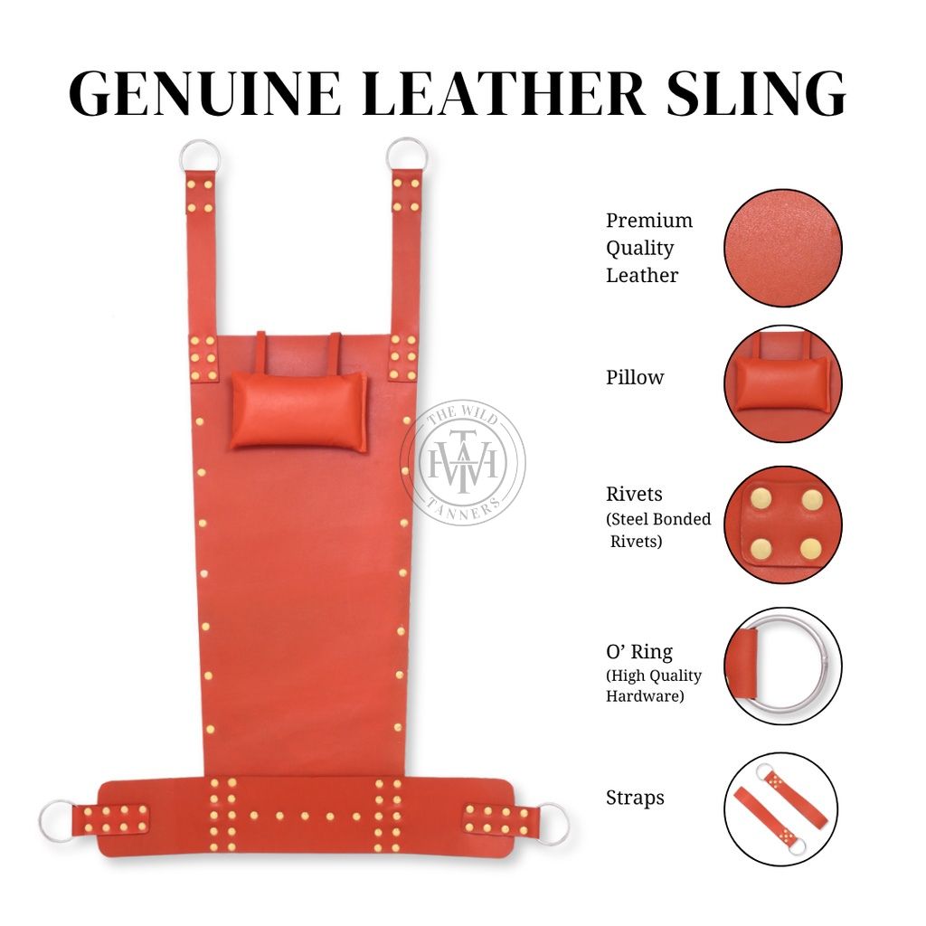 Orange Leather Sex Swing Bondage, view 7