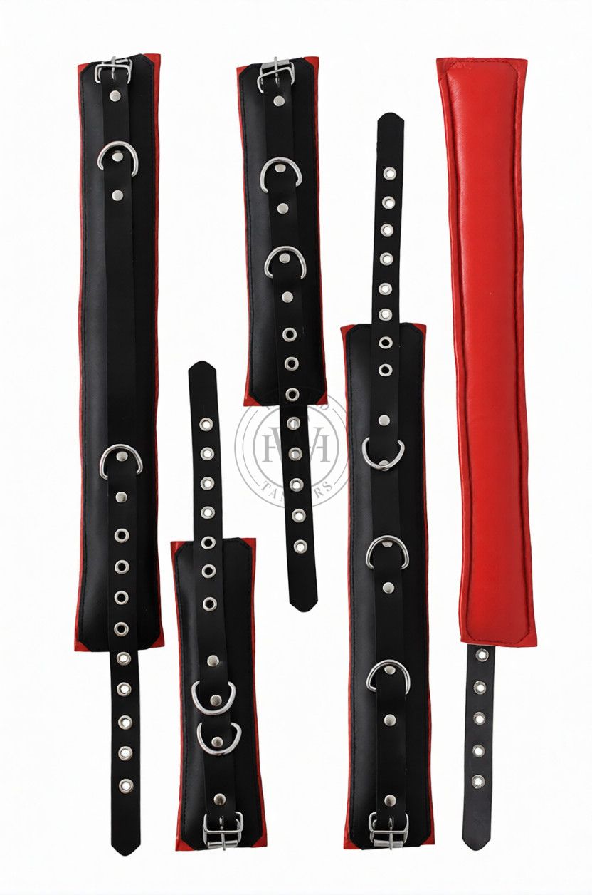 7 Pcs Genuine Leather Bondage Handcuffs, view 7