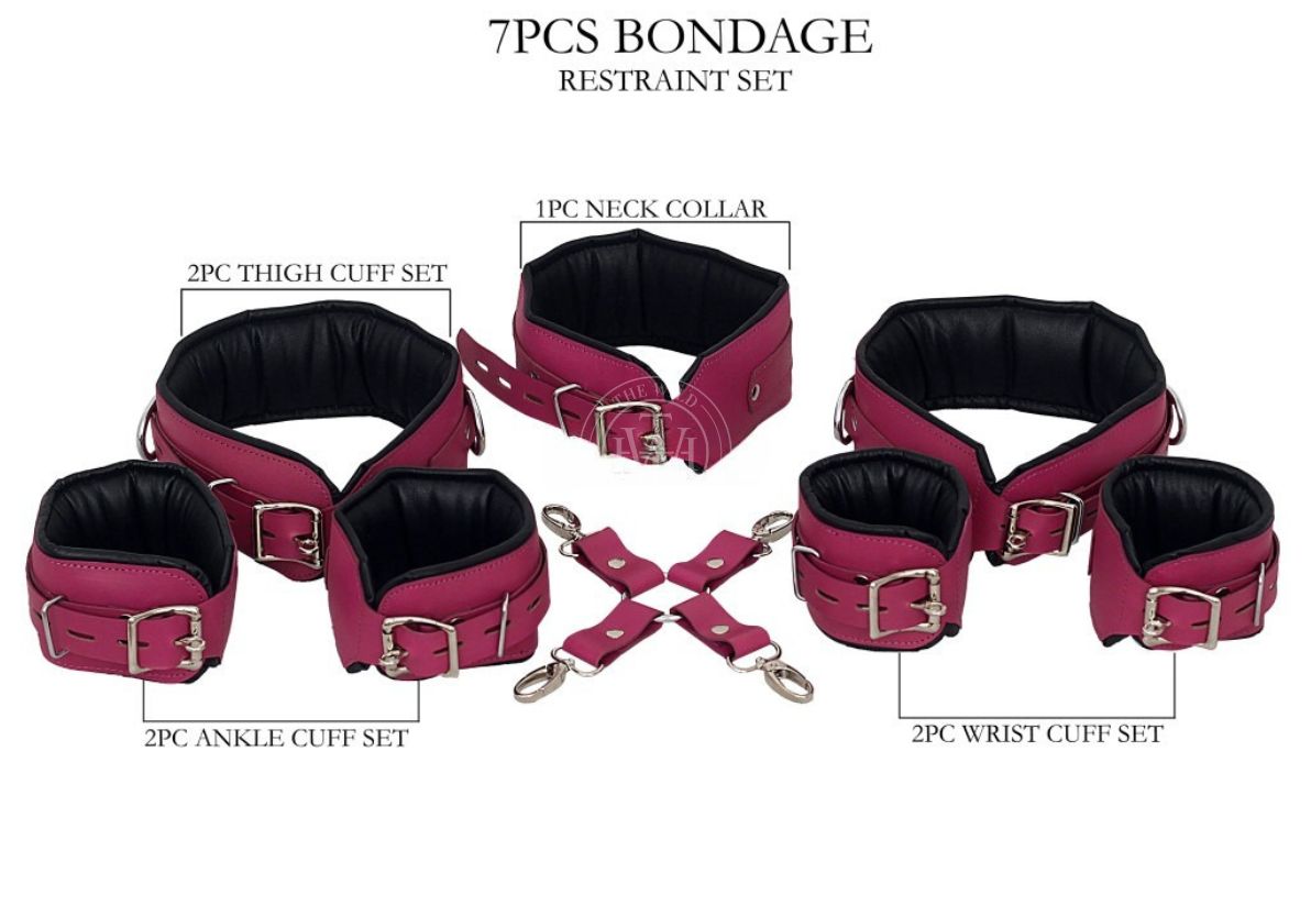 7 Pcs Leather Bondage Wrist Cuffs, view 7