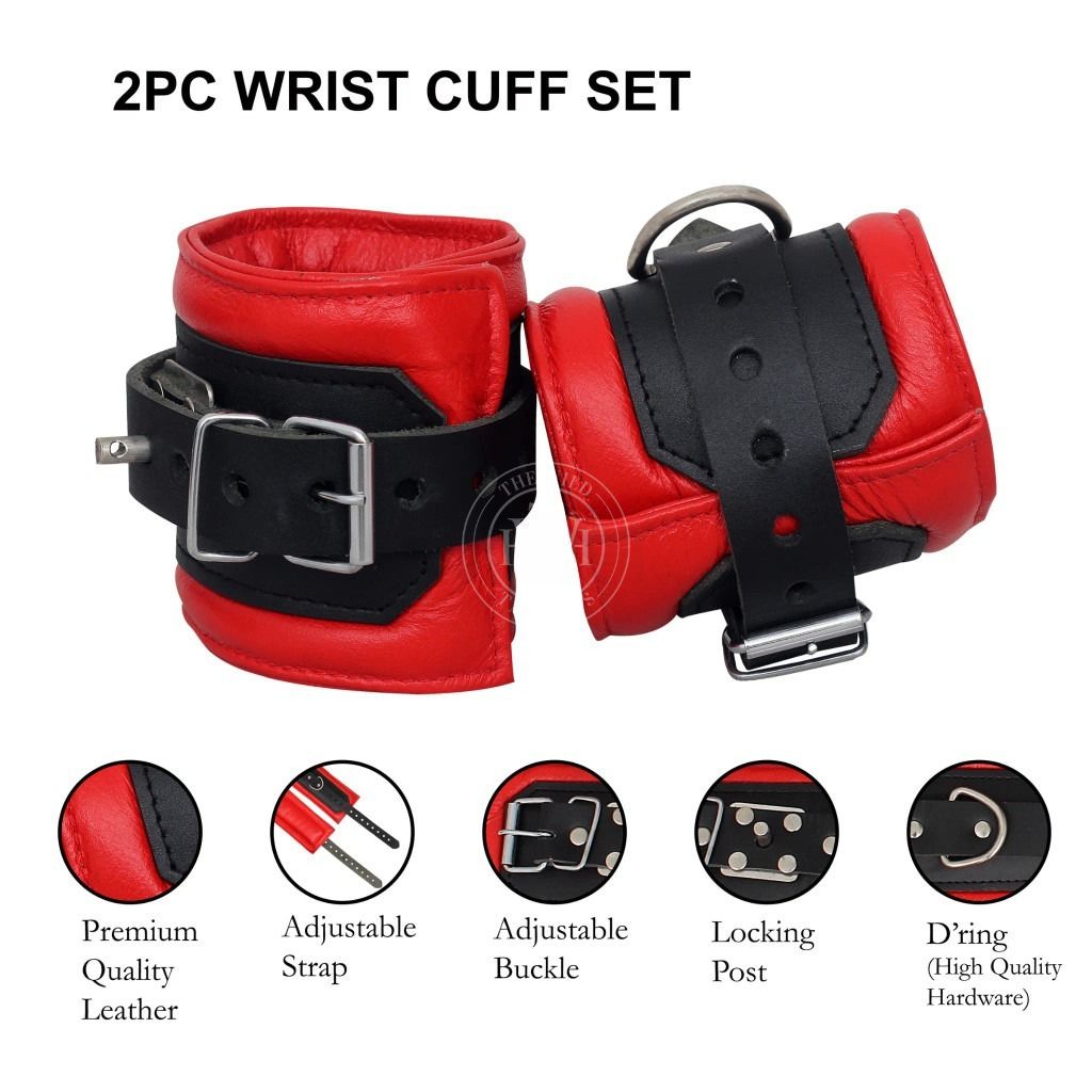 5 Pcs Set Premium Leather Bondage Handcuffs, view 7