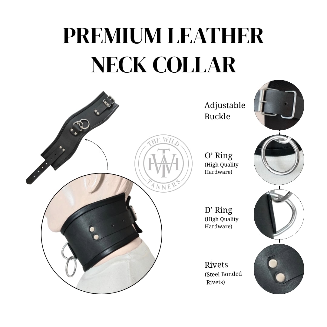 Real Leather Bondage Posture Collar, view 7