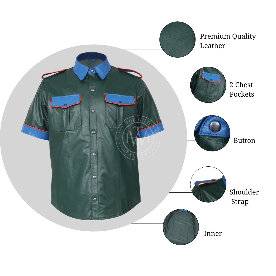 Green Leather Party Shirt, view 7