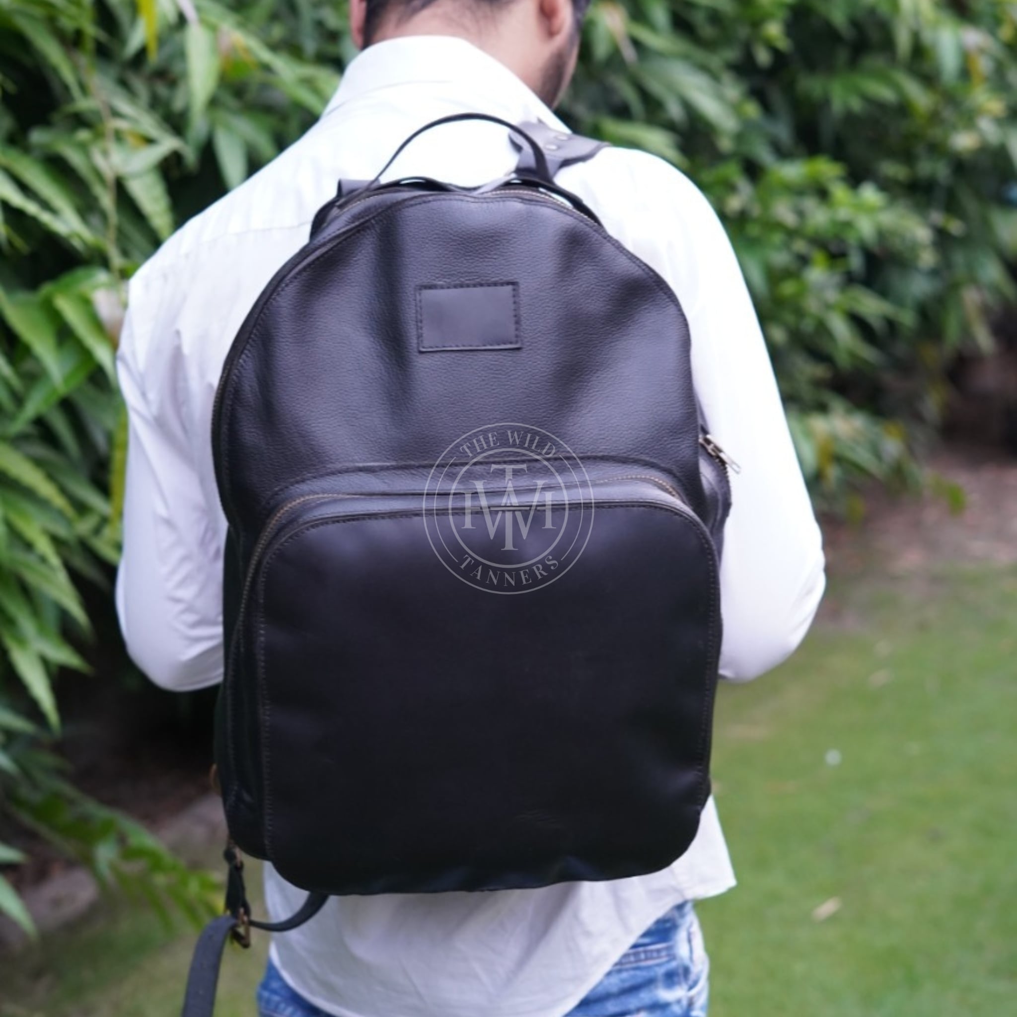 Premium Black Leather Backpack