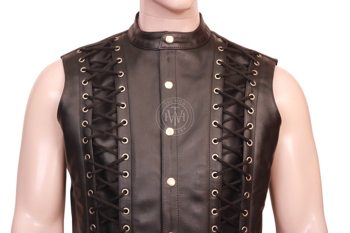 Sleeveless Motorcycle Leather Vest, view 7