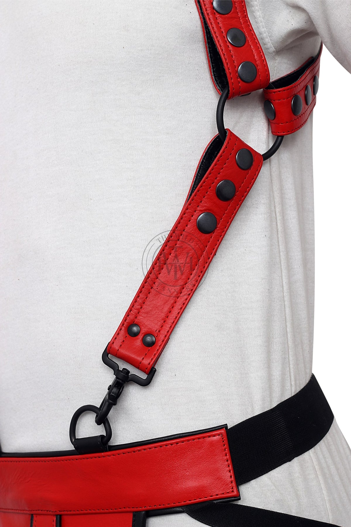 Leather Bondage Harness With Jockstrap & Snap Hooks, view 6