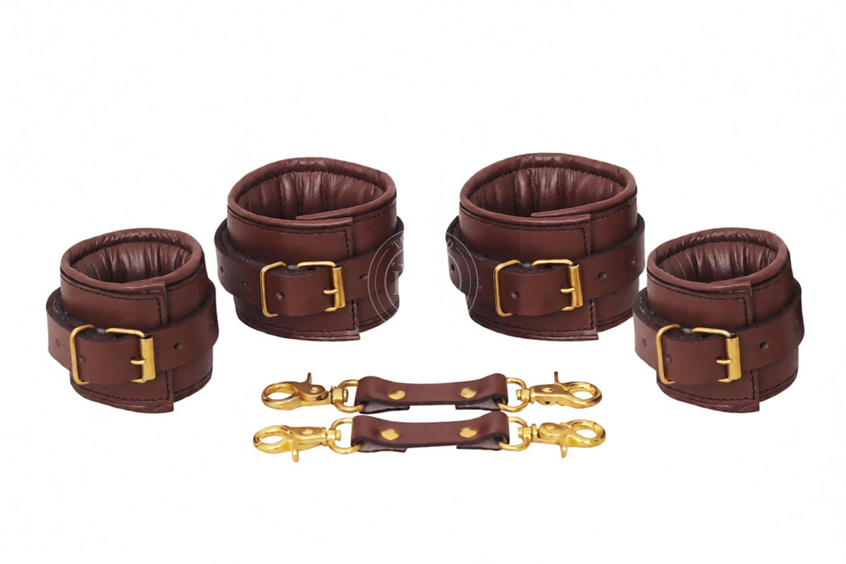 4 Pcs Leather Bondage Cuffs, view 3
