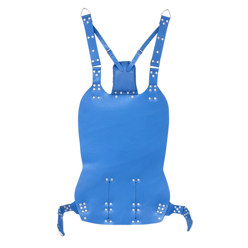 leather sex sling, BDSM sling, dual stirrups, suspension swing, blue leather sling