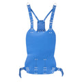 leather sex sling, BDSM sling, dual stirrups, suspension swing, blue leather sling
