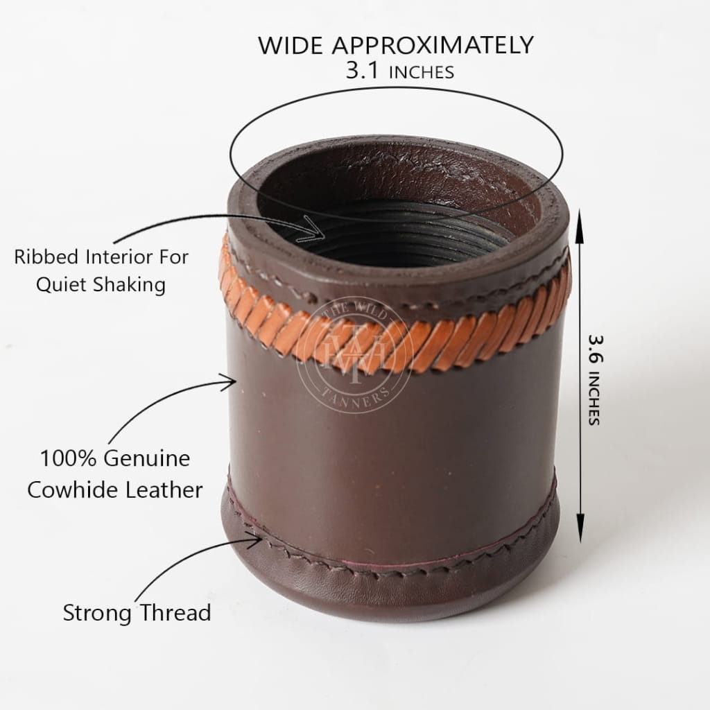 Genuine Leather Dice Cup with Ribbed Interior, view 7