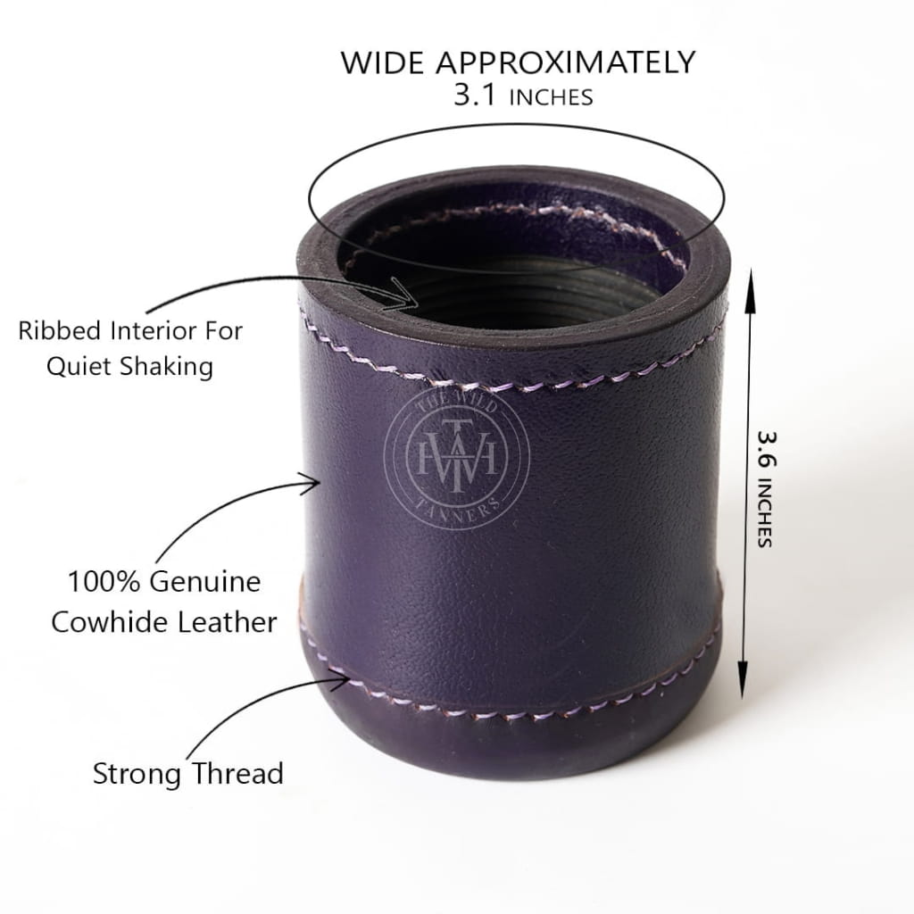 Ribbed Leather Backgammon Dice Cup Purple, view 7