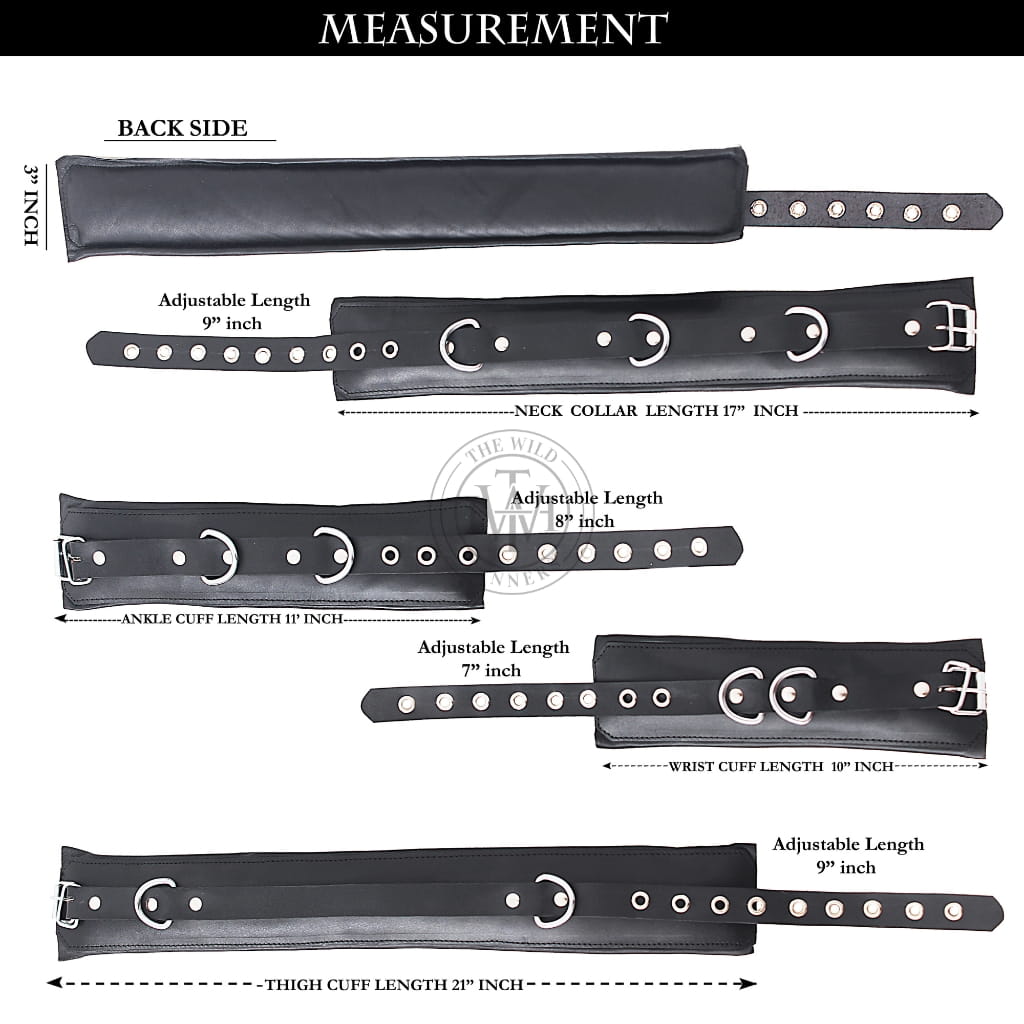Unisex 7 Pcs Set Genuine Leather Bondage Handcuffs, view 11