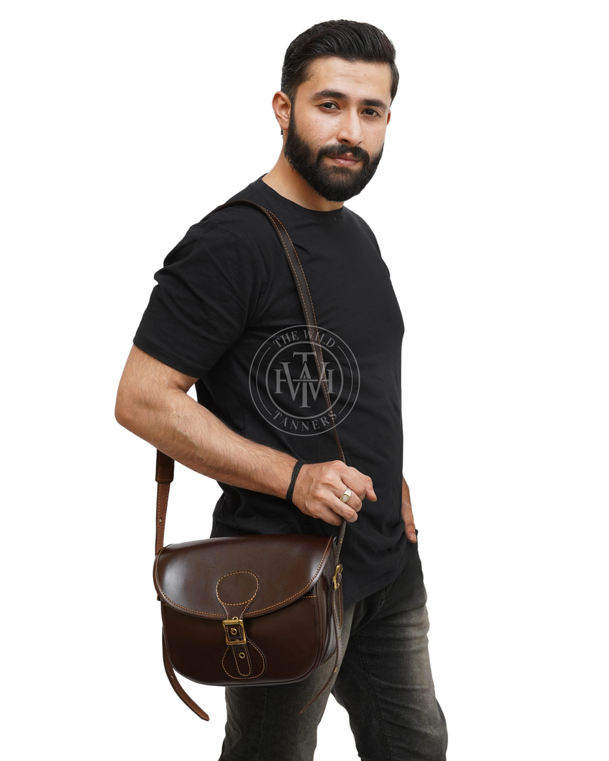 Genuine Brown Leather Cartridge Bag, view 4