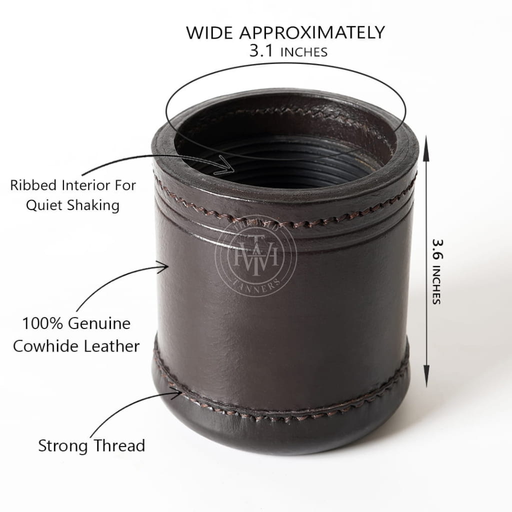 Vintage Leather Dice Cup - Ribbed Interior, view 7
