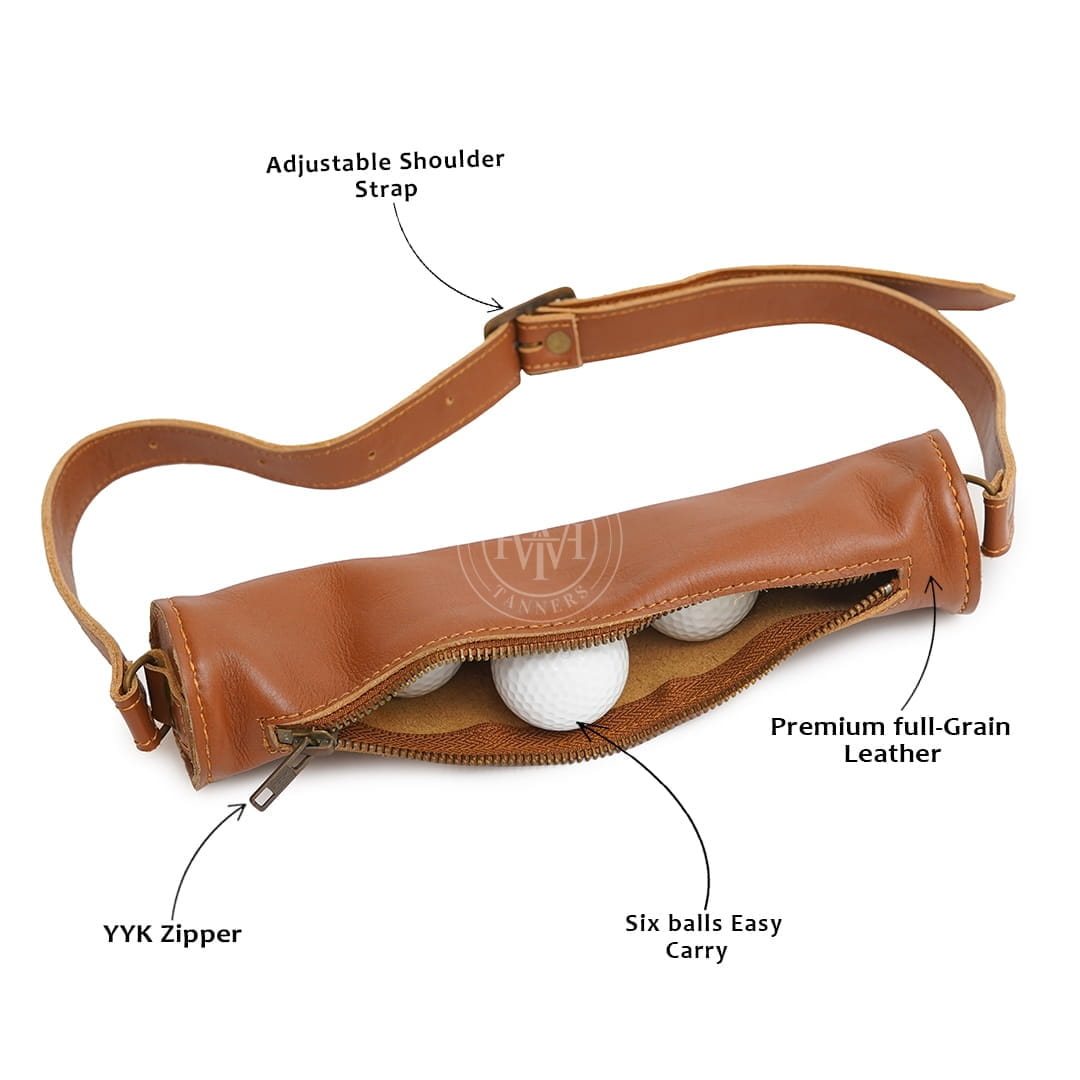 Classic Leather Golf Ball Pouch, view 7