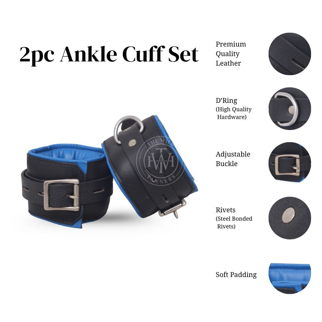 7 Pcs Set Pure Leather Bondage Handcuffs, view 10