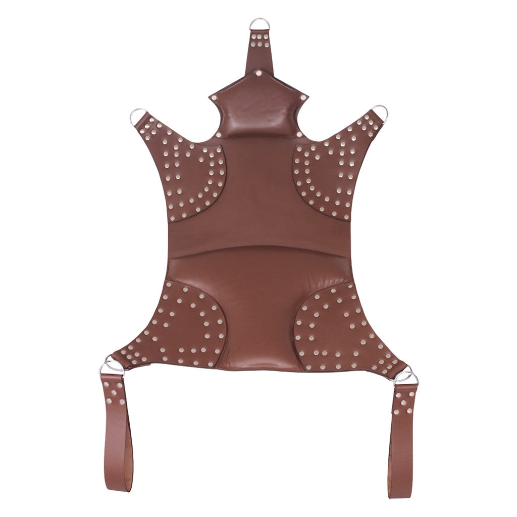 plus size sex swing, brown leather swing, heavy duty bondage swing, BBW leather sex swing