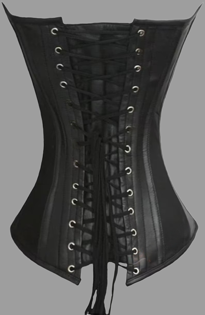 Black Leather Overbust Corset, view 3