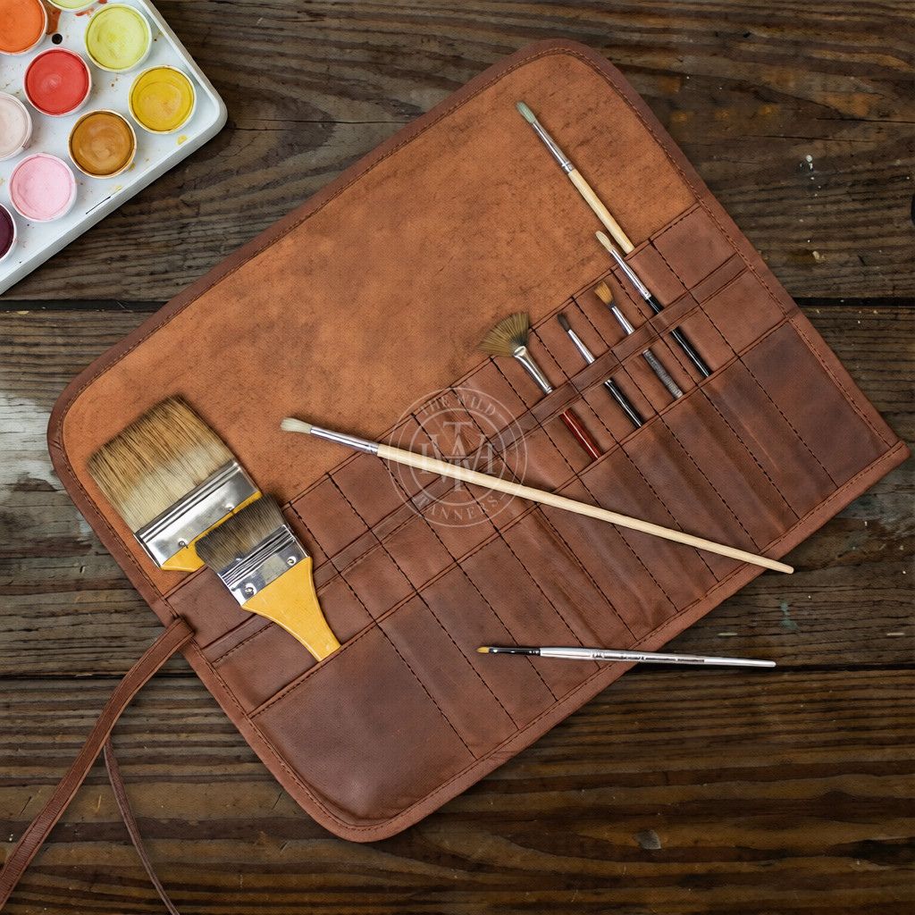 Classic Brown Leather Artist Roll, view 7