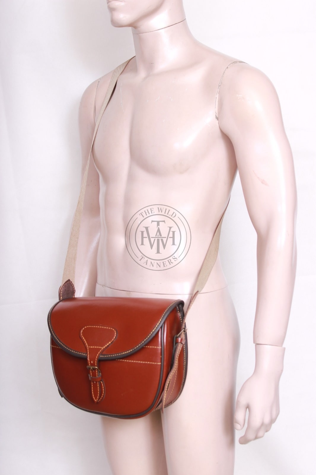 Genuine Leather Cartridge Bag with Black Piping