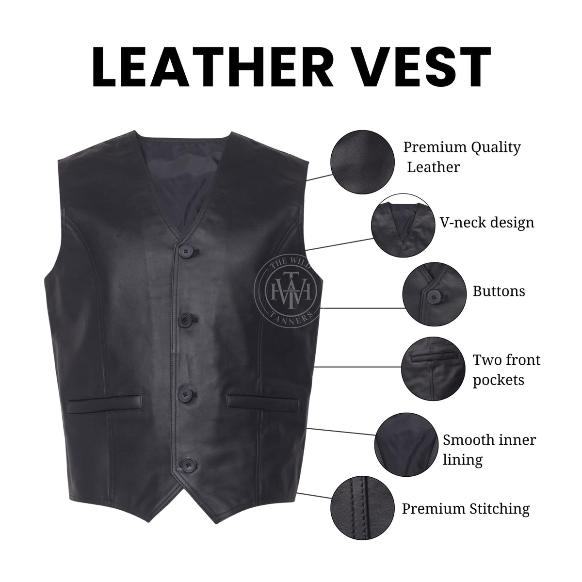 Genuine Leather Biker Vest, view 8