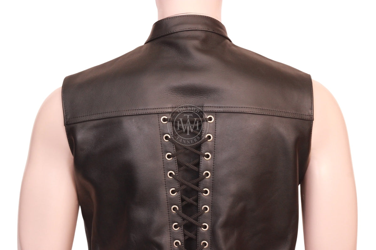 Sleeveless Motorcycle Leather Vest, view 8