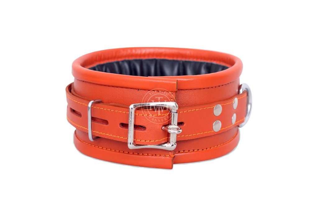 7 Pcs Orange Leather Bondage Handcuffs Set Unisex, view 4
