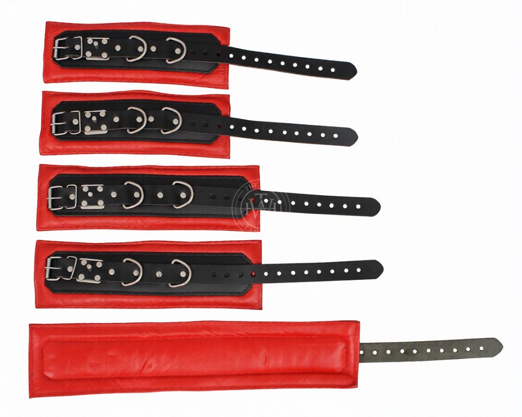 5 Pcs Set Premium Leather Bondage Handcuffs, view 5