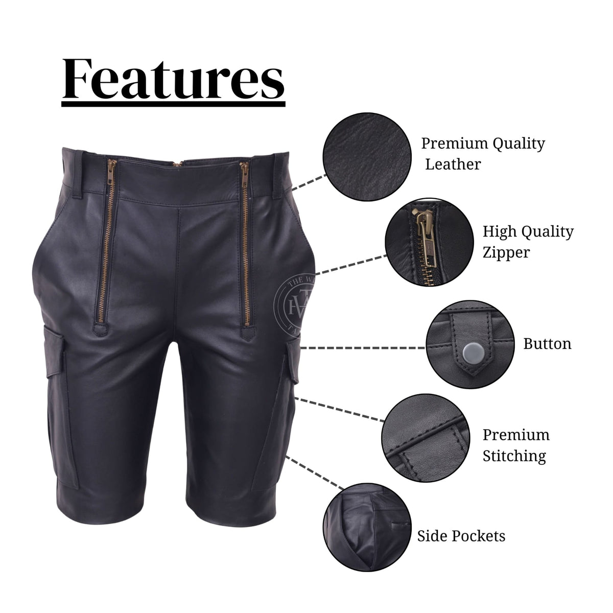 Stylish Mens Leather Cargo Shorts For Every Occasion, view 9