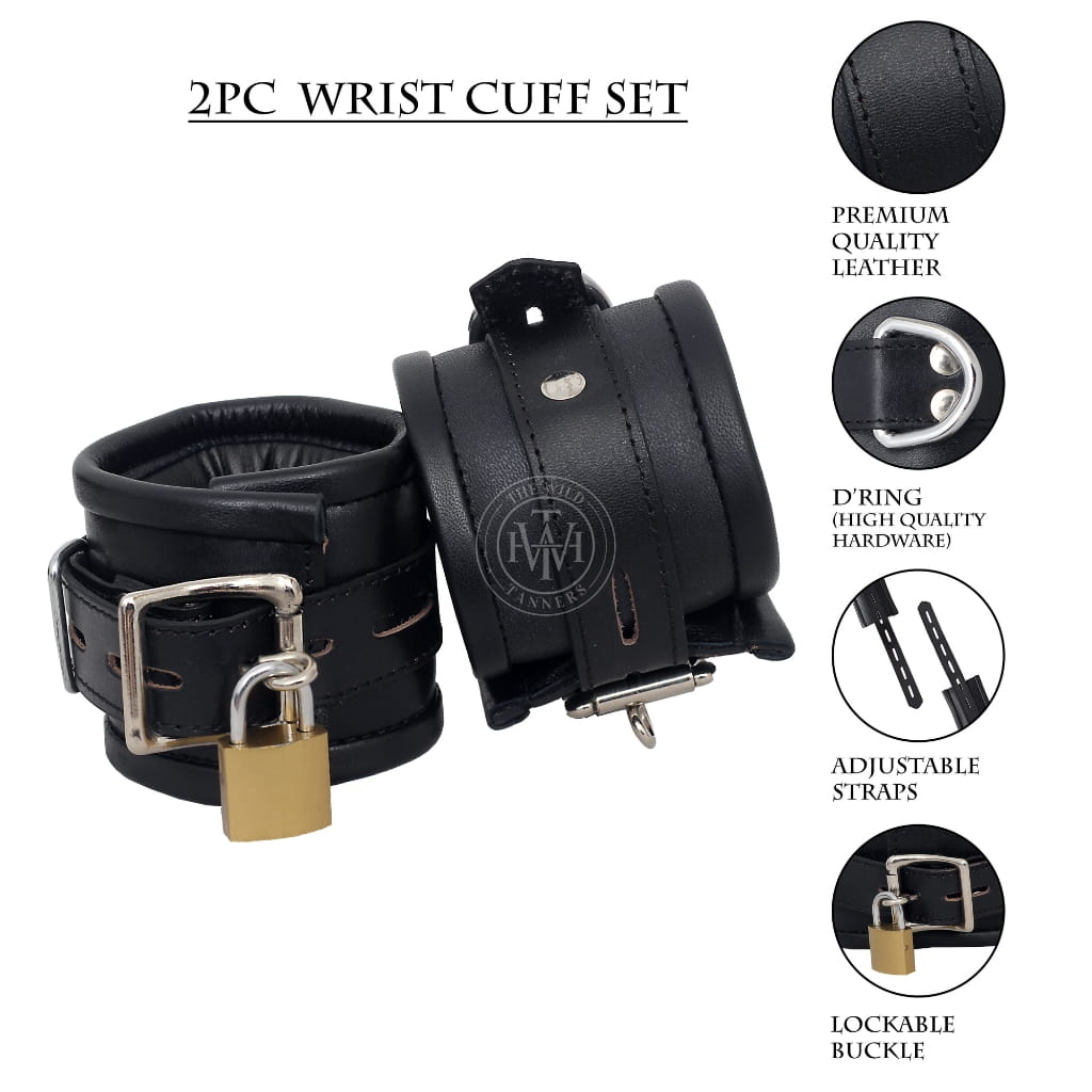 Leather bondage cuffs, BDSM cuffs, adjustable leather restraints, fetish cuffs, wrist and ankle cuffs
