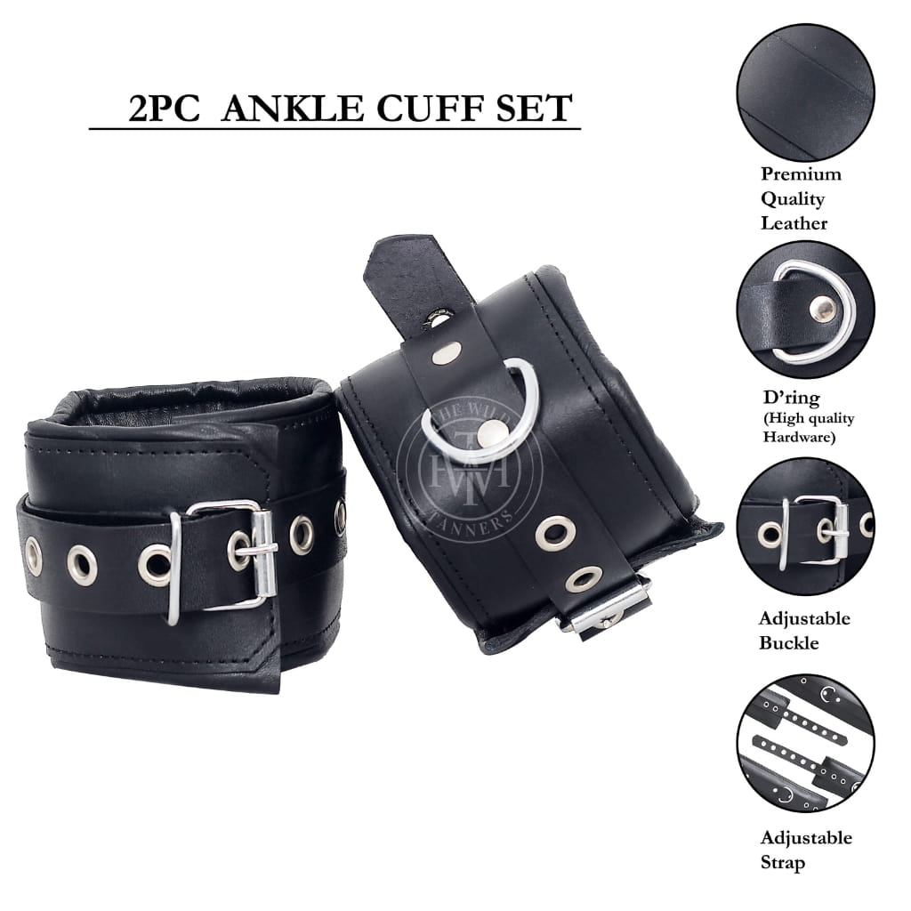 Unisex 7 Pcs Set Genuine Leather Bondage Handcuffs, view 8