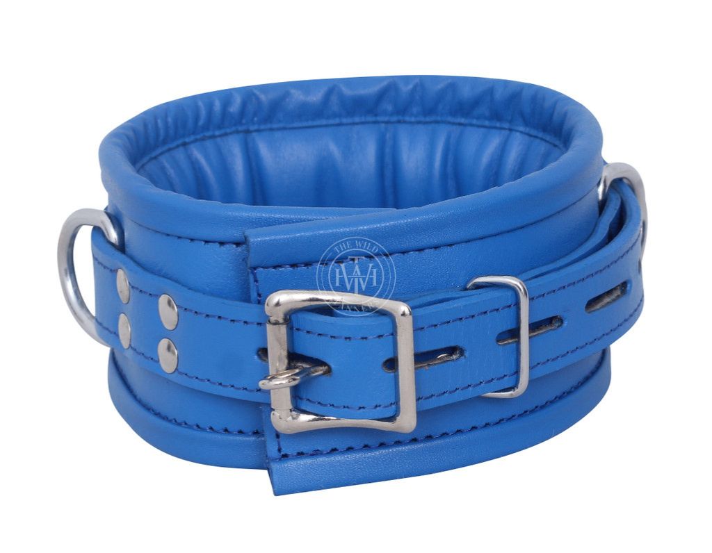 7 pcs blue leather bondage handcuffs set unisex, blue leather bondage cuffs, bondage cuffs set, unisex handcuffs set