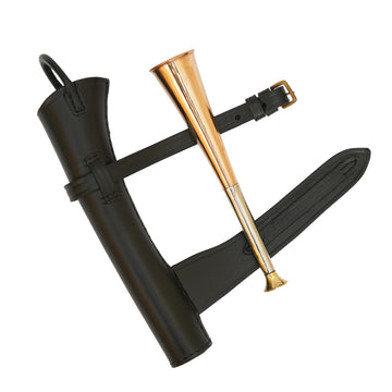 Fox Hunting Copper Horn with Brass Mouth Piece & Leather Case