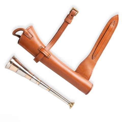 Fox Hunting Horn with Leather Case, Fox Hunting Horn, 3 Band Horn, Hunting Horn with Leather Case, fox hunting horn for sale, Fox Hunting Horn