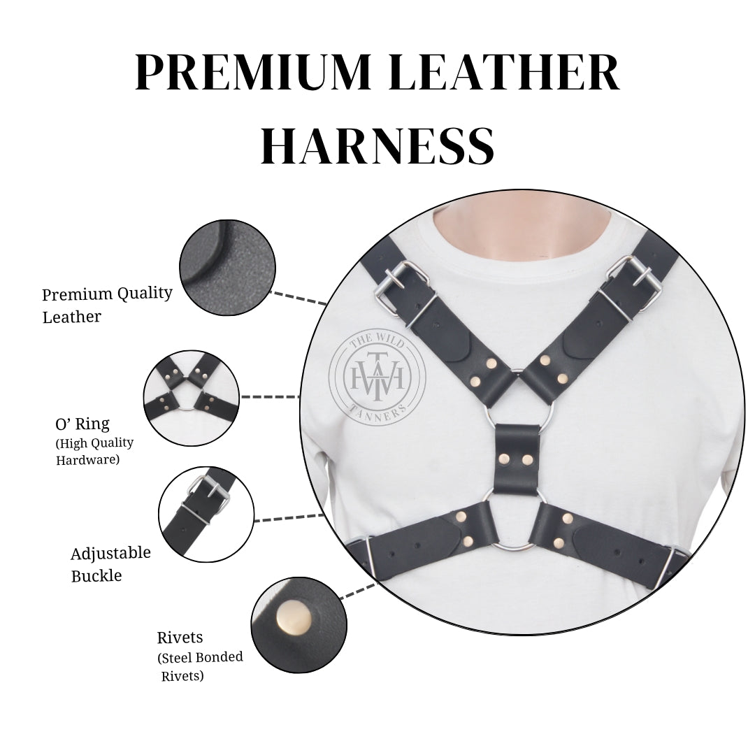 Gay Leather Chest Harness for Men, view 8