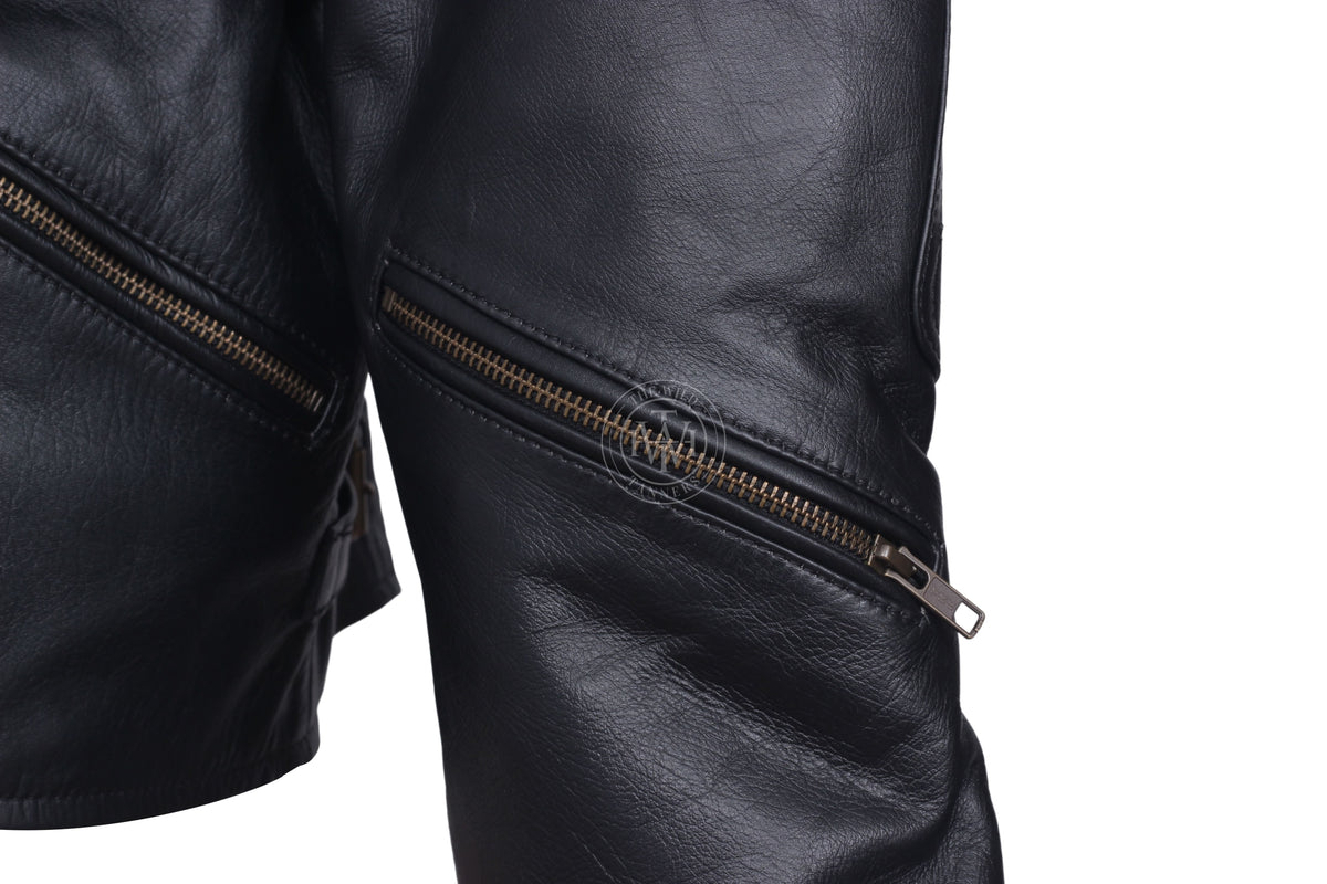 Stylish Leather Motorcycle Jacket For Men, view 8