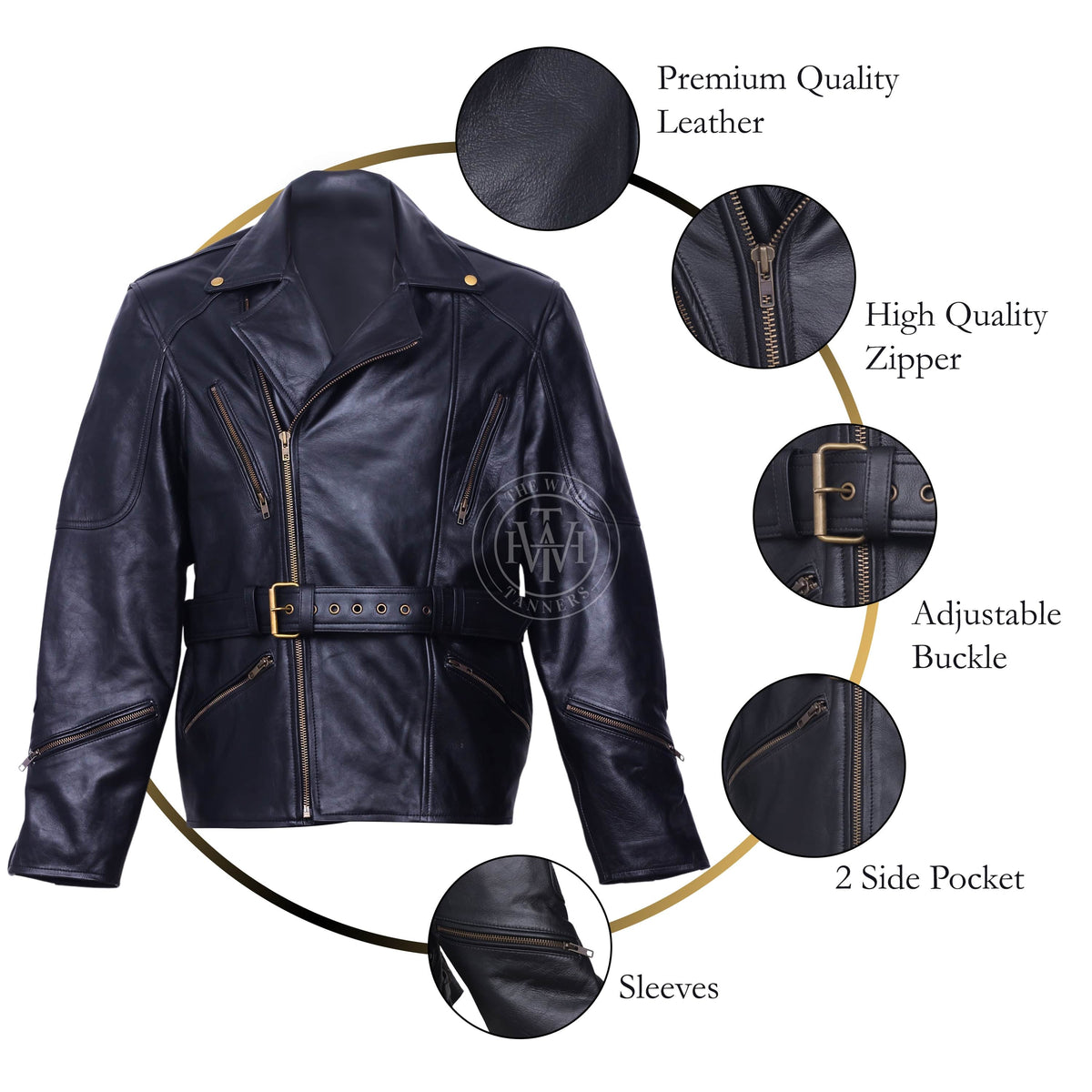 Stylish Leather Motorcycle Jacket For Men, view 9