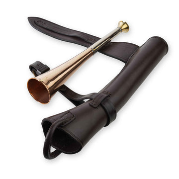 Copper Hunting Horn With Leather Saddle Attach Case