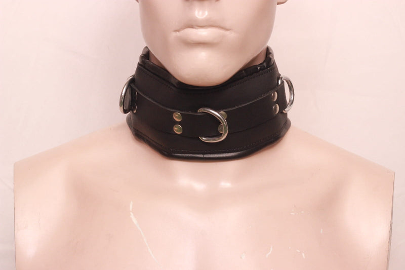 BDSM slave collar, leather bondage collar, adjustable leather collar, BDSM neck restraint