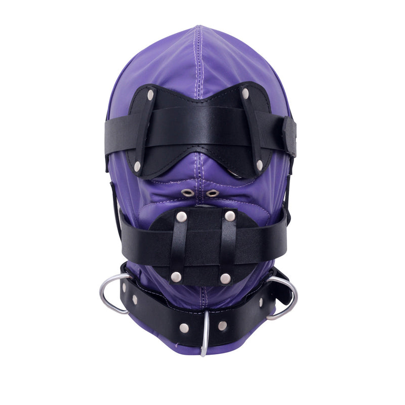 leather BDSM mask, mouth plug mask, bondage face mask, leather restraint hood, adjustable BDSM maskv