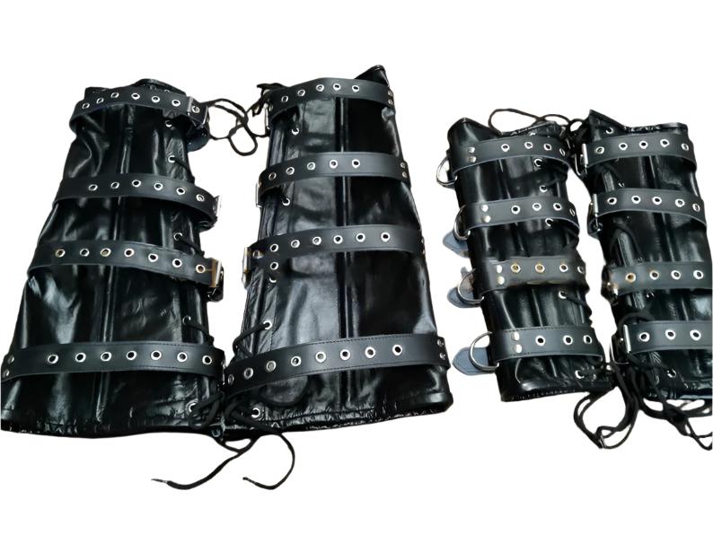 leather arm binder, leather leg binder, bondage arm binder, bondage leg binder, BDSM restraints, arm and leg restraints bdsm restraints
