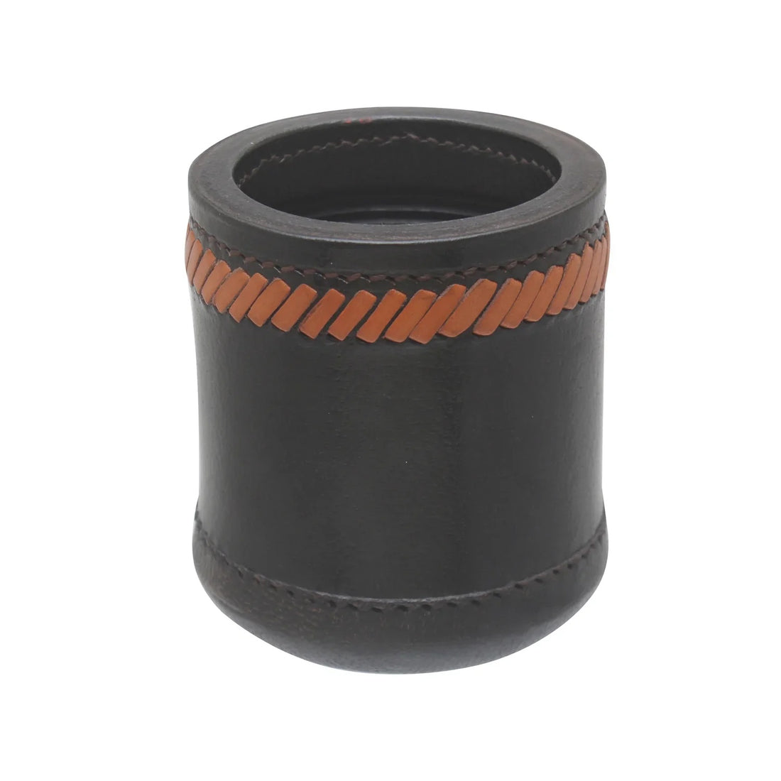 Leather Liar's Dice Cup – Black with Orange