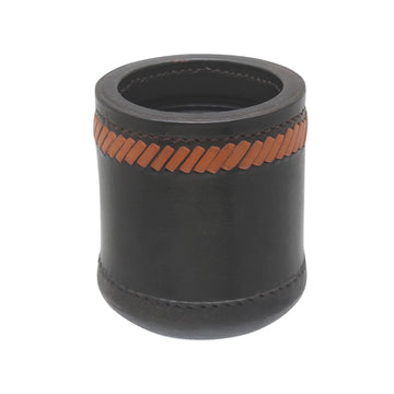 Leather Liar's Dice Cup – Black with Orange
