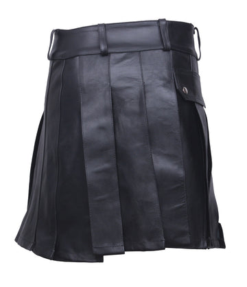 Leather Gladiator Kilt with Side Pockets