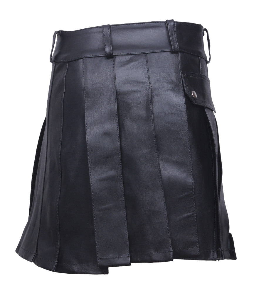 Leather Gladiator Kilt with Side Pockets
