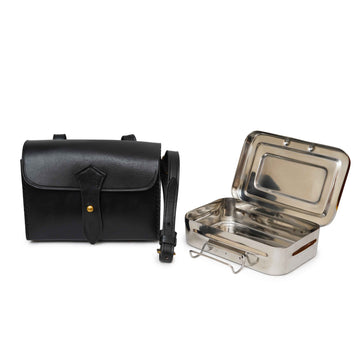 Fox Hunting Sandwich Tin with Black Leather Case