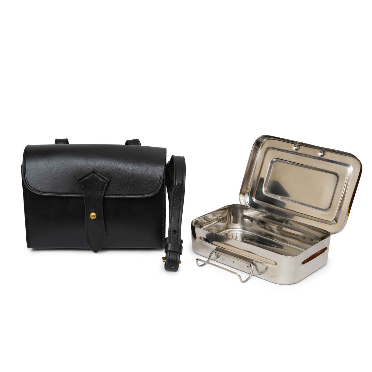 Fox Hunting Sandwich Tin with Black Leather Case