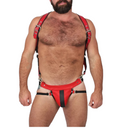 leather harness, leather gay harness, leather bondage harness, mens leather harness, leather harness for men, bondage harness, gay harness, gay leather harness, mens leather harness, leather body harness, body harness, leather jockstrap, adjustable leather harness, durable leather, men’s leather gear, body harness with jockstrap, metal accents, premium leather, secure fit, bold leather harness