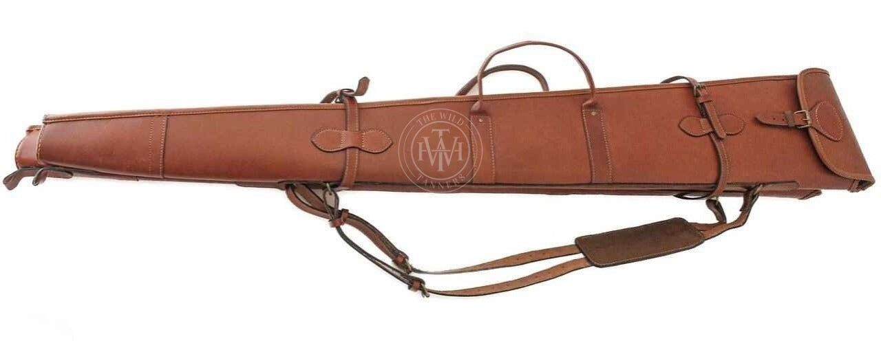 double brown leather shotgun case, leather gun slip case, Leather Shotgun Cases
